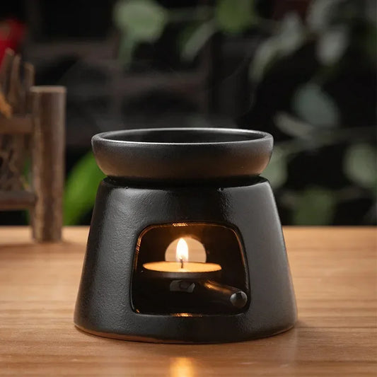Aromatherapy Lamp | Essential Oil | Incense Burner | Ceramics Tea Warmer | Black Candle Heating