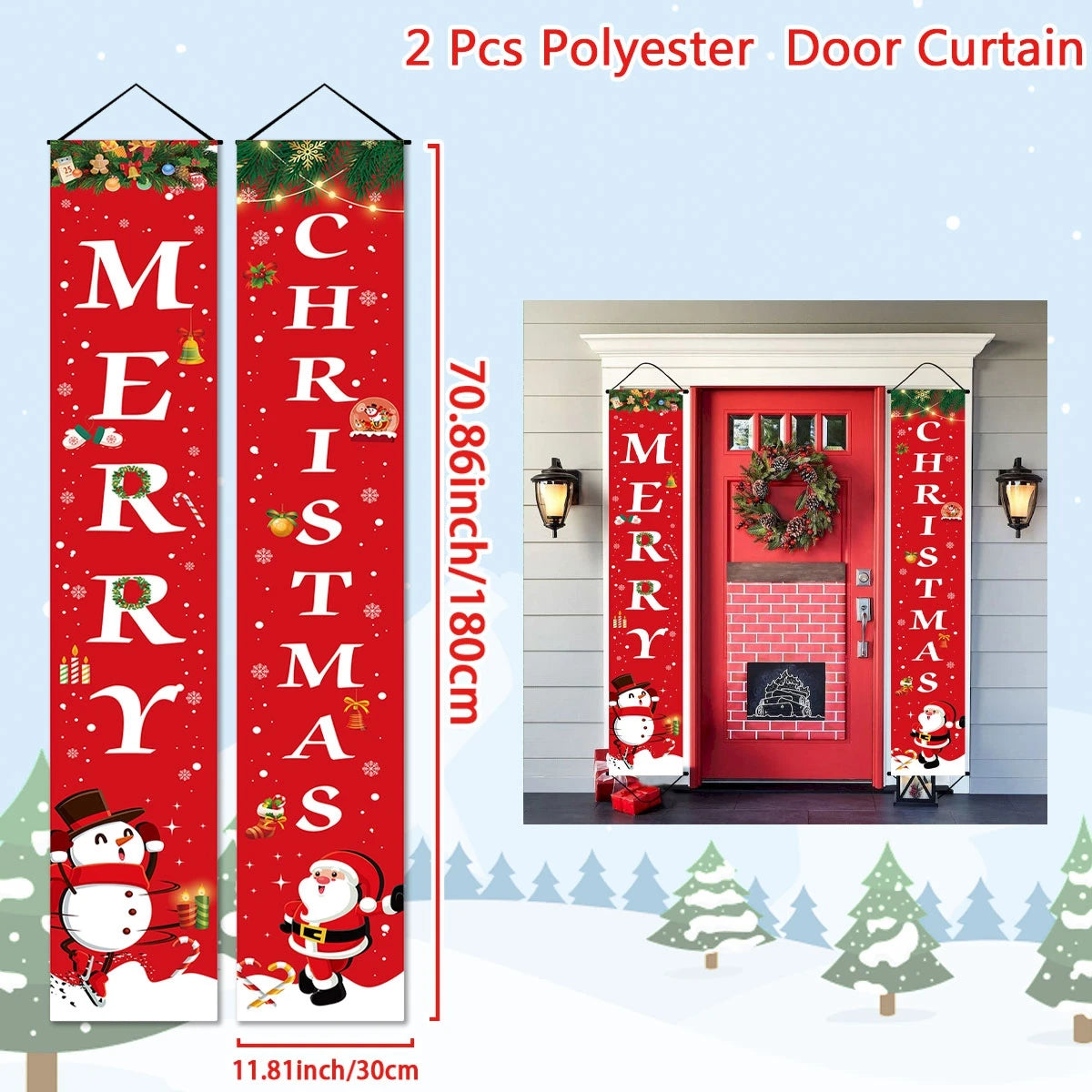 Christmas Santa Claus Snowman Door Couplet