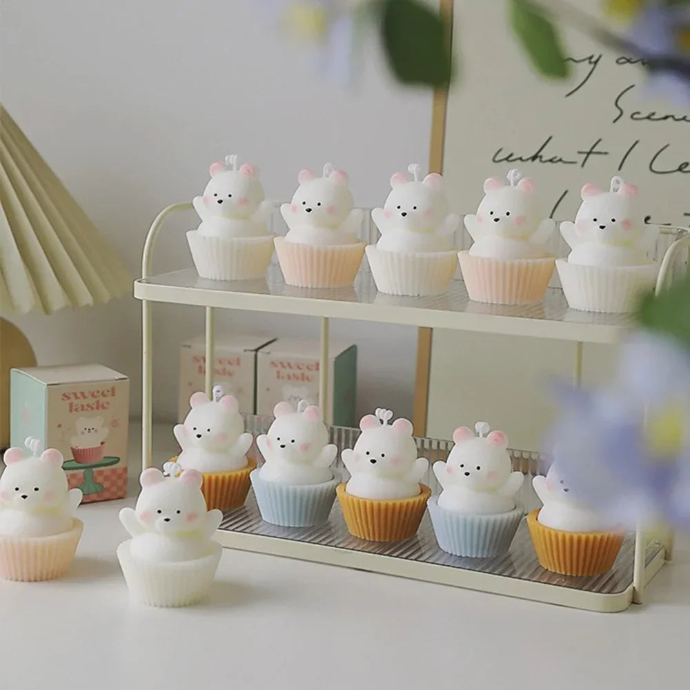 Handmade Cake Bear Candle