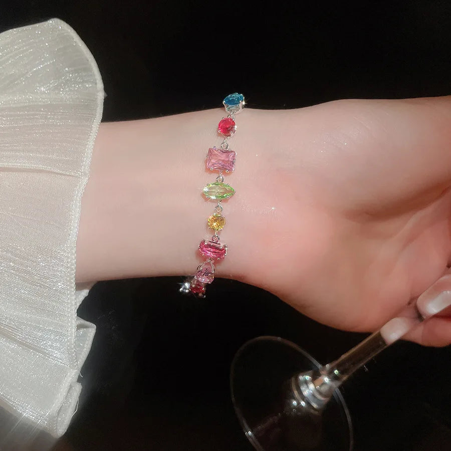 18K Gold Plated Colourful Crystal Zircon Necklace