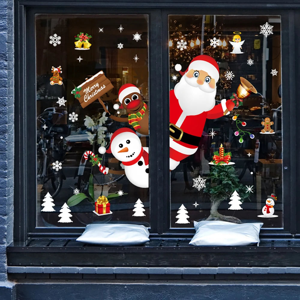Christmas Window Stickers | Santa Claus Wall Stickers | Merry Christmas Decoration For Home