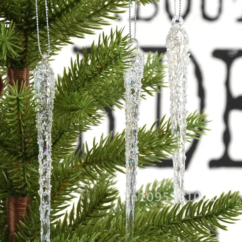 Christmas ornaments, Set clear glass, ice strip decorations