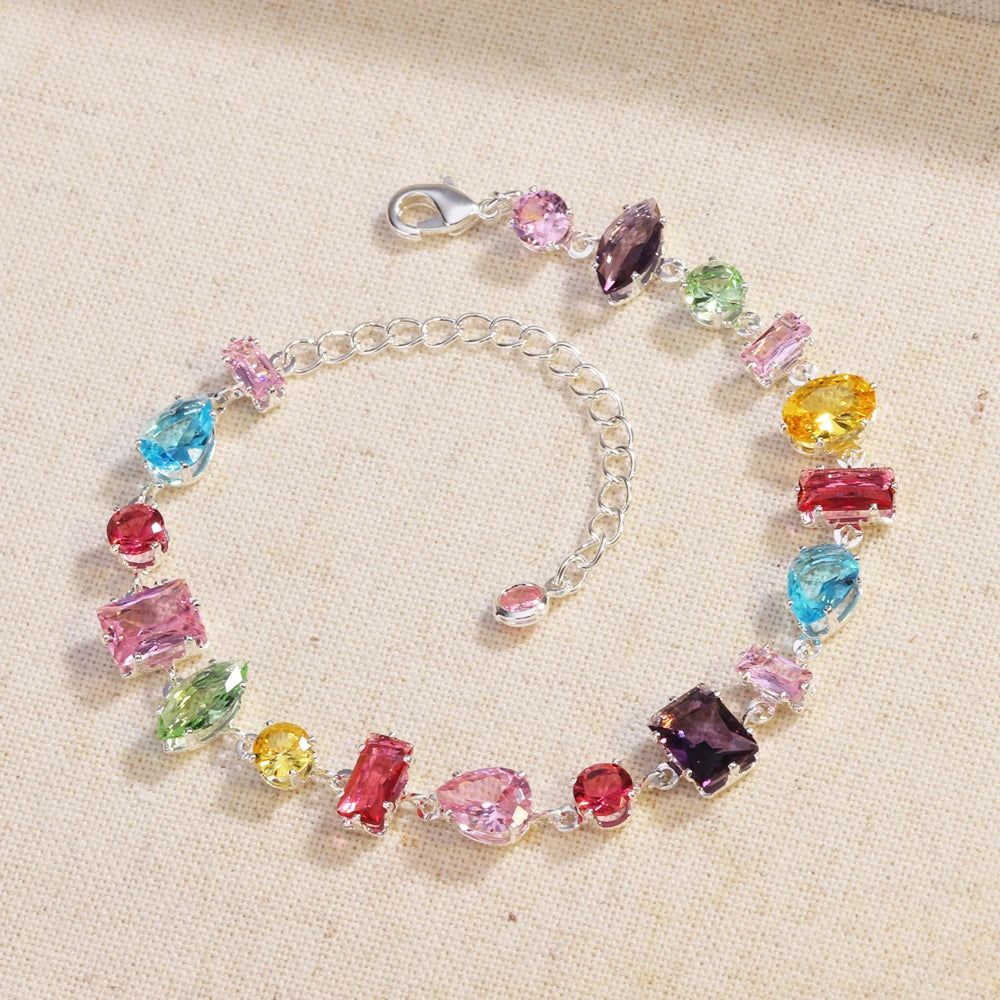 18K Gold Plated Colourful Crystal Zircon Necklace