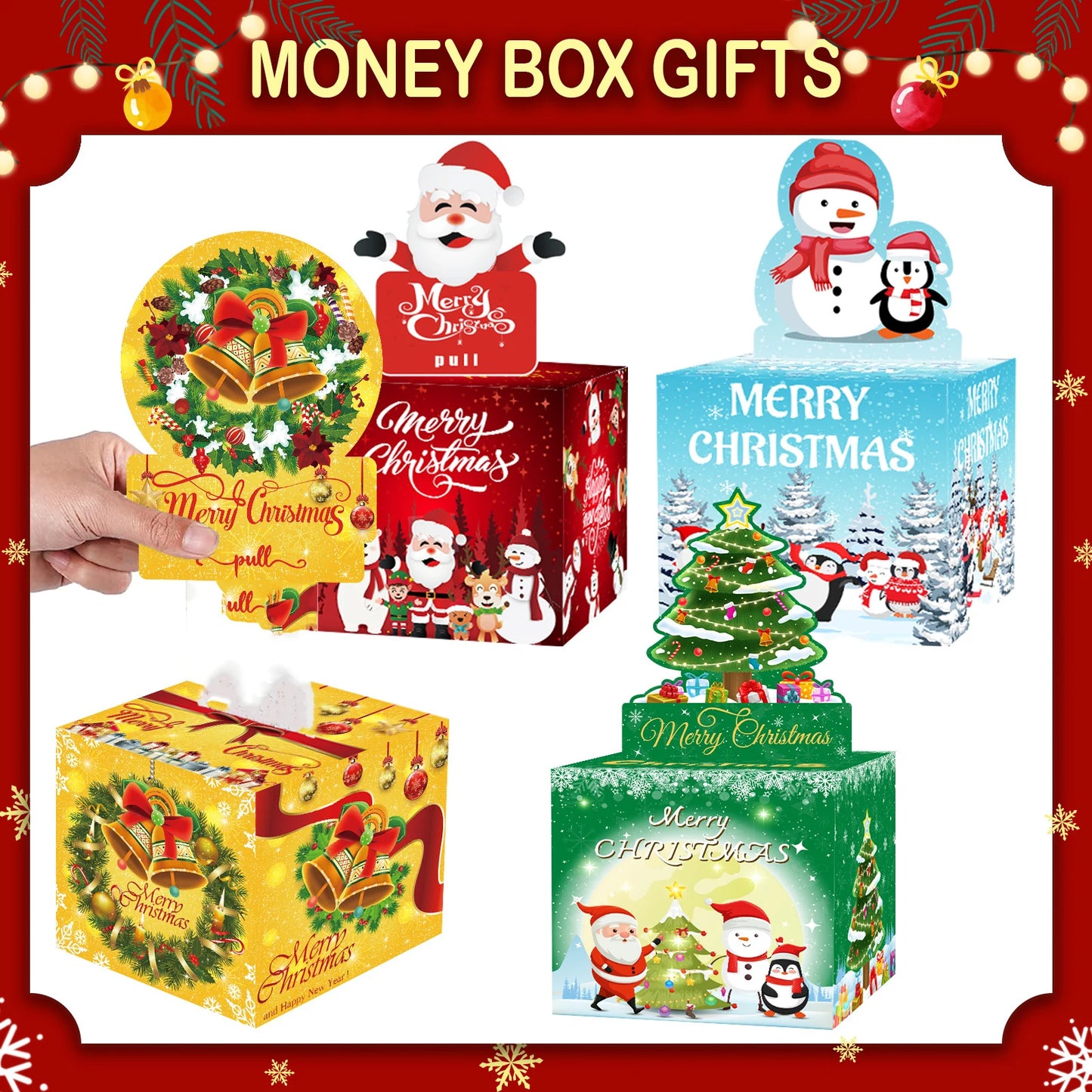 Christmas Money Box Collection With Santa | Holiday Party Decorations