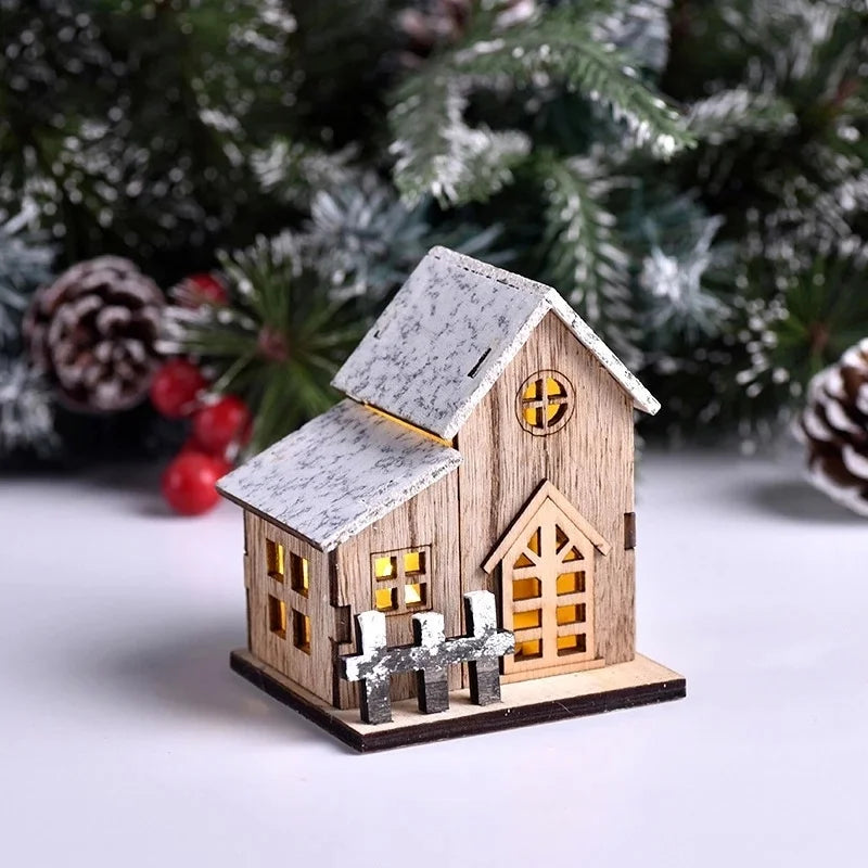 Christmas LED Light Wooden House | Merry Christmas Decorations for Home
