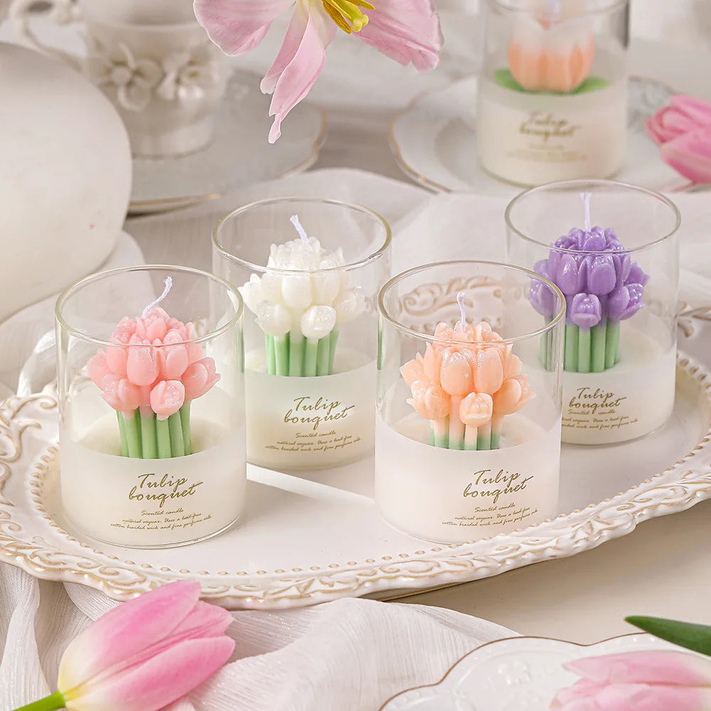 Flower Scented Candles | Multi Color Atmosphere Fragrance | Gift Box