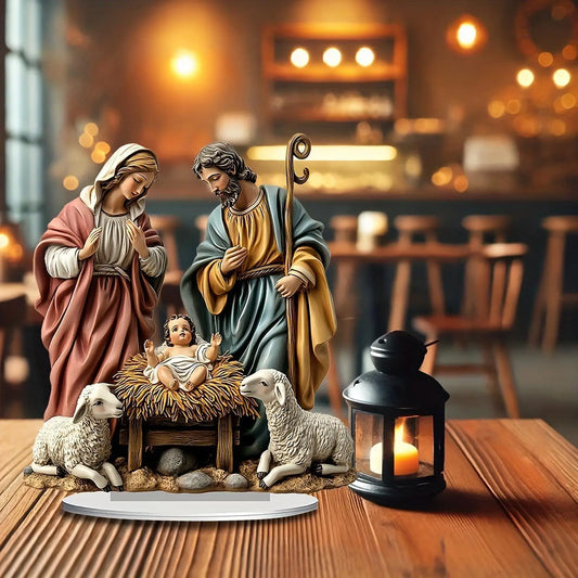 Christmas Nativity Scene with Base Tabletop Decor