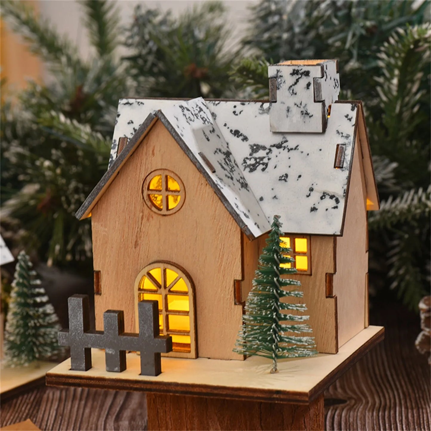 Christmas LED Light Wooden House