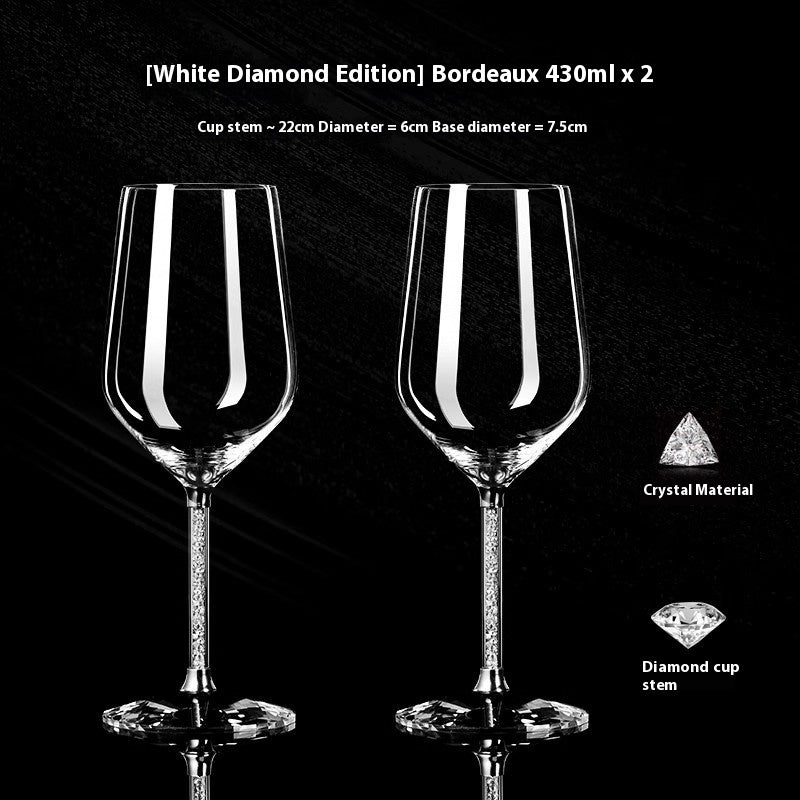 Crystal White Diamond Gold Foil Goblet Wine Glass