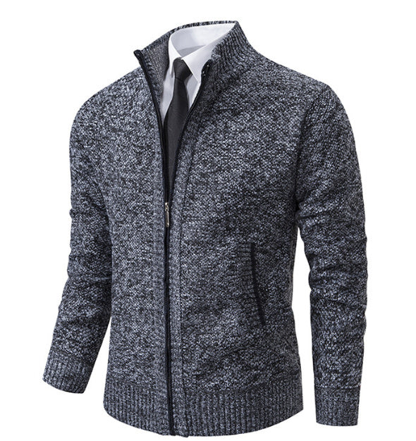 Men's Solid Color Stand Collar Cardigan Sweaters Coat