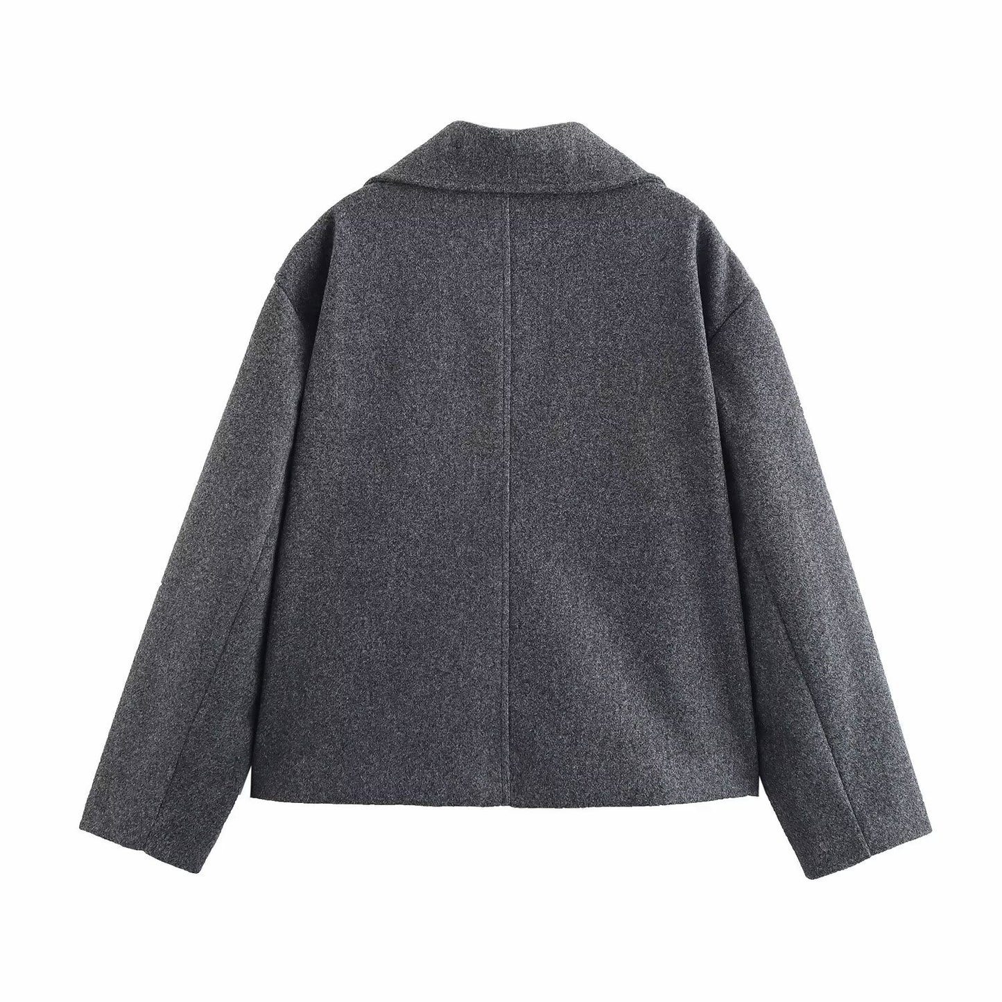 Gray Suit Woolen Jacket Short Coat