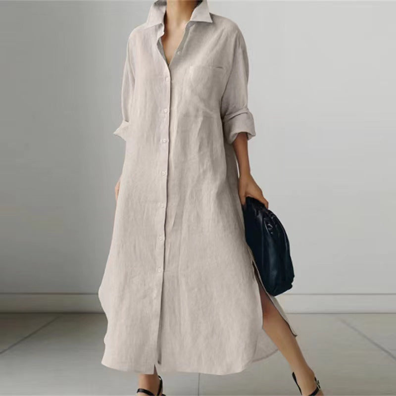Slit Shirt Long Dress