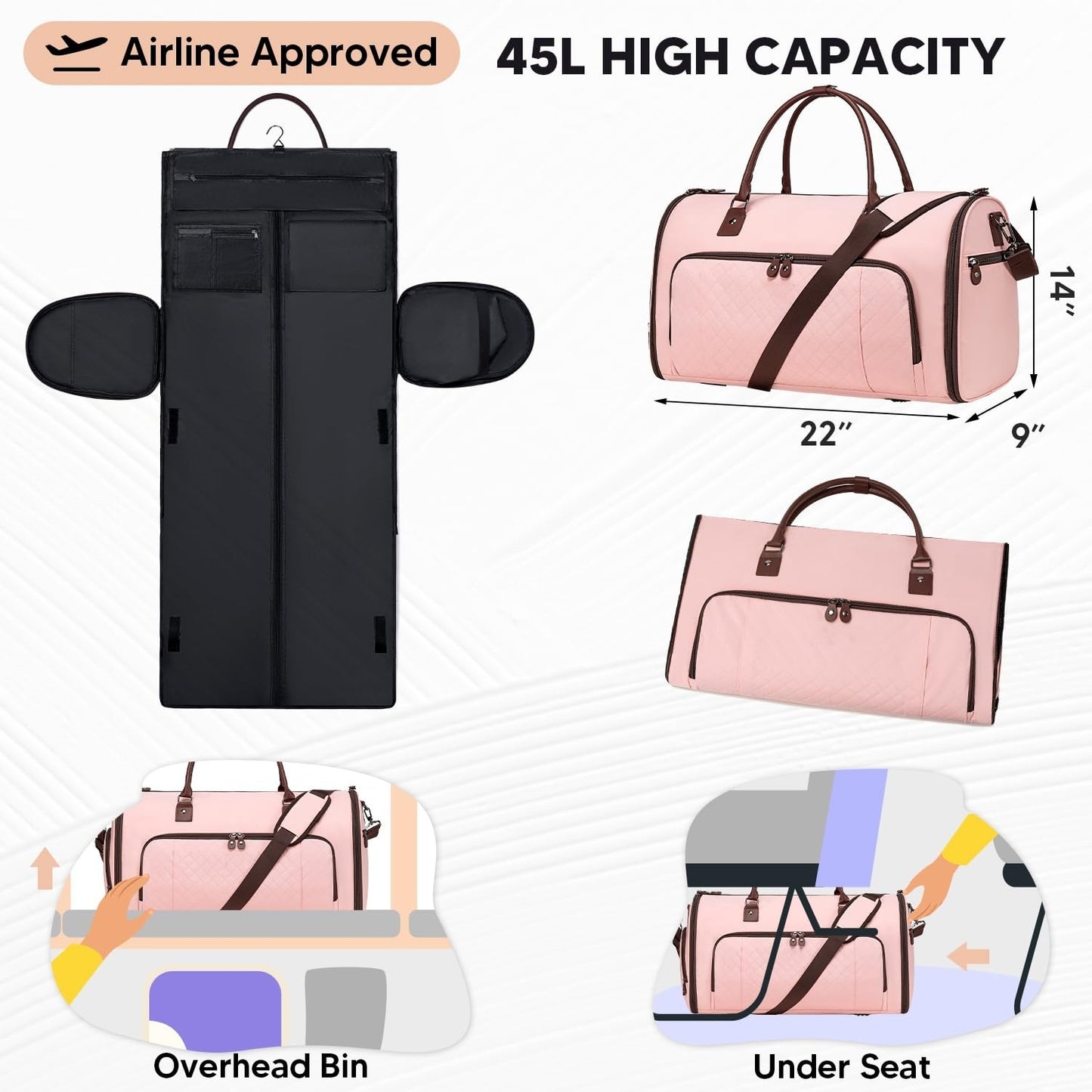 Travel Carrying Clothing Luggage Bag Convertible Garment Bag