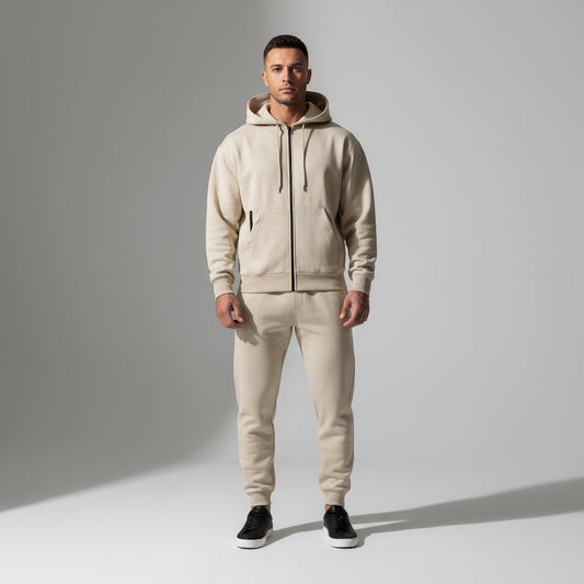 Fall Winter Men's Solid Color Long-sleeve Zipper Hooded Sports Casual Fleece Warm Sweatshirt