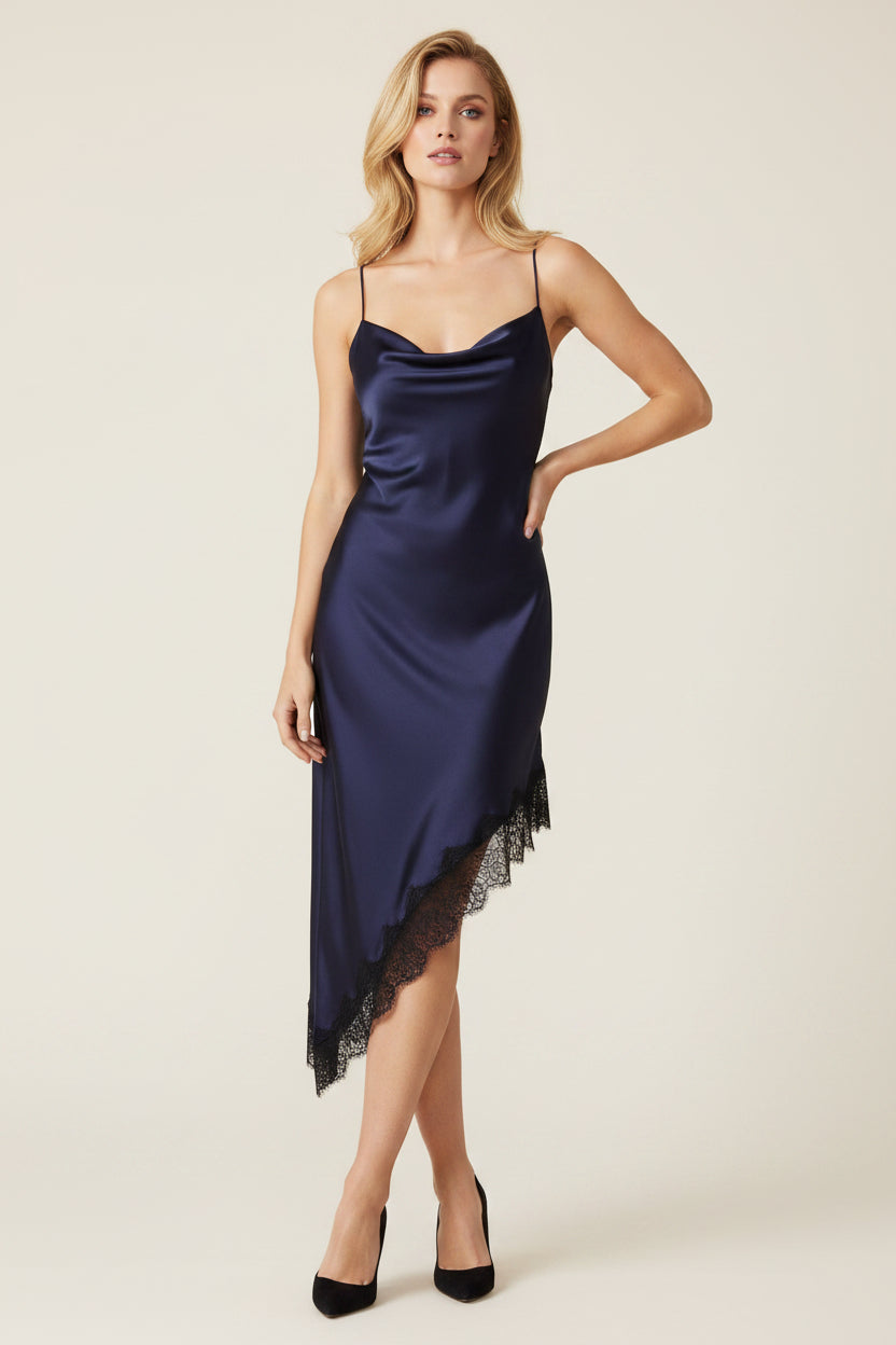 Women's Fashionable Casual Lace Asymmetric Dress