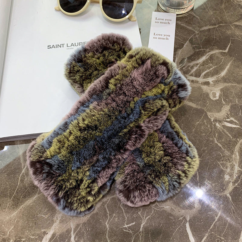 Sweet Warm And Thickened Rex Rabbit Fur Gloves