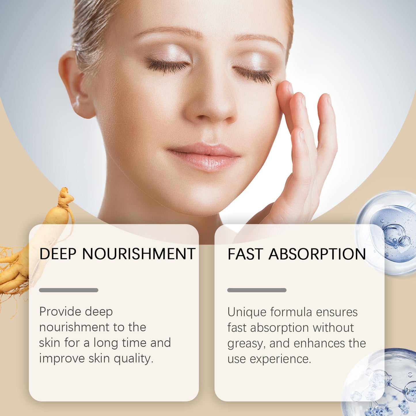 HOYGI Ginseng Moisturizing Cream Gentle Nourishing Moisturizing Care Facial Skin Delicate And Tender Care Cream