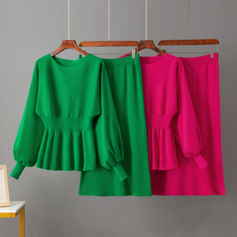 Casual Round Neck Wool Woven Suit Waist Slimming