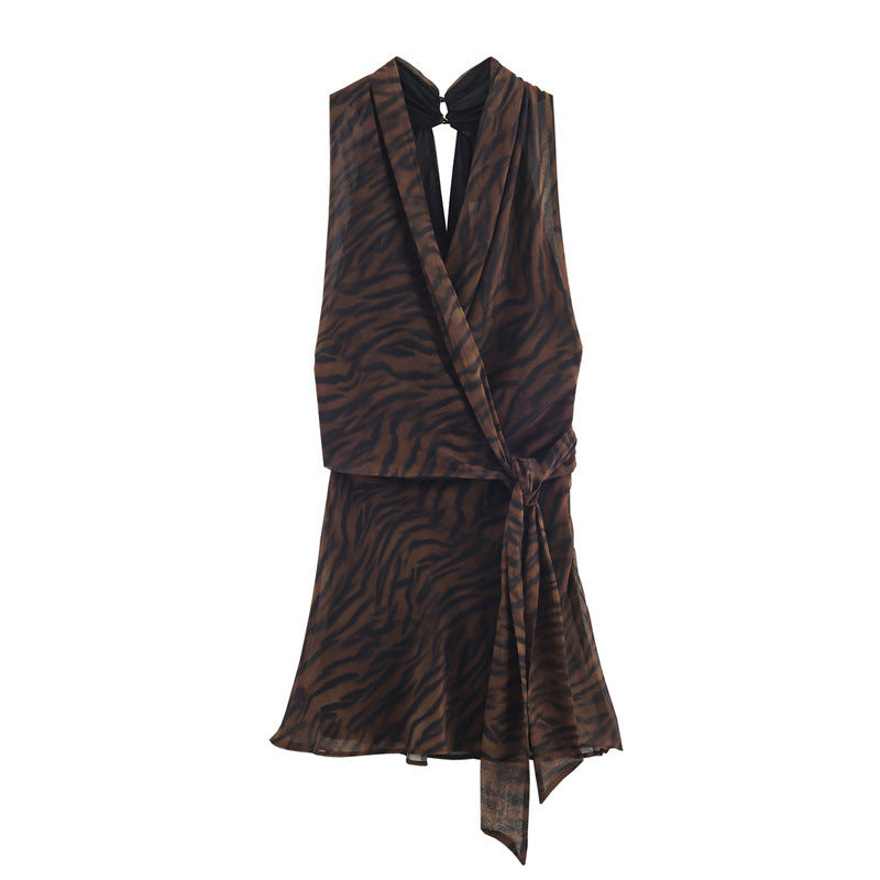 Animal Print Double Breasted Mini Dress