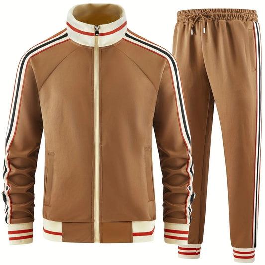 Turtleneck Zipper Cardigan Top Trousers Suit