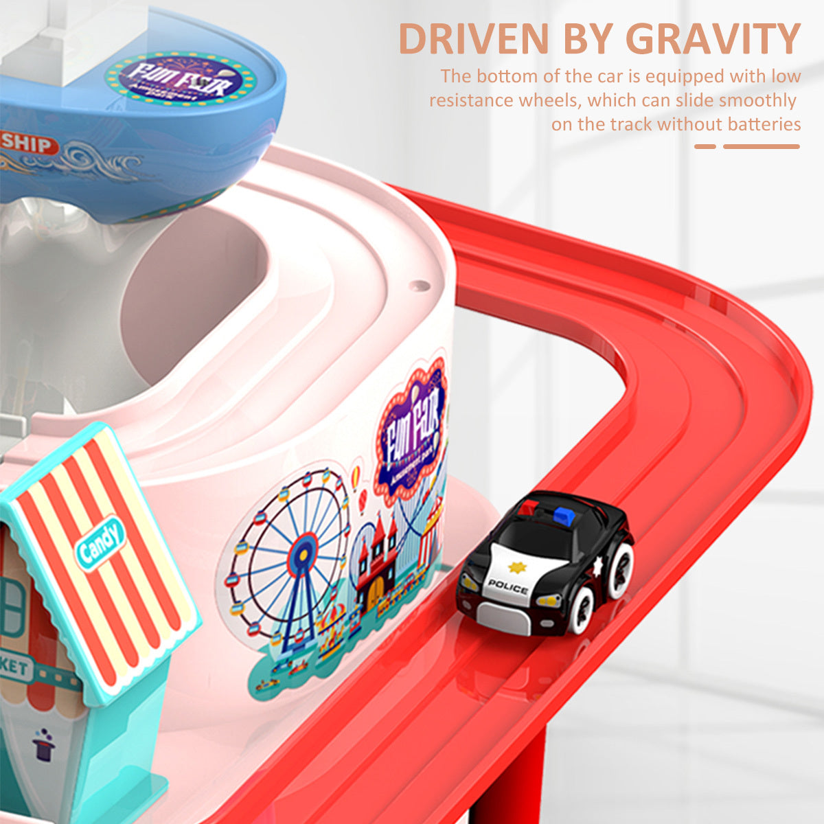 Fashion Mini Macaron Rail Car Parking Lot Toy Set Car Track Kids Toy