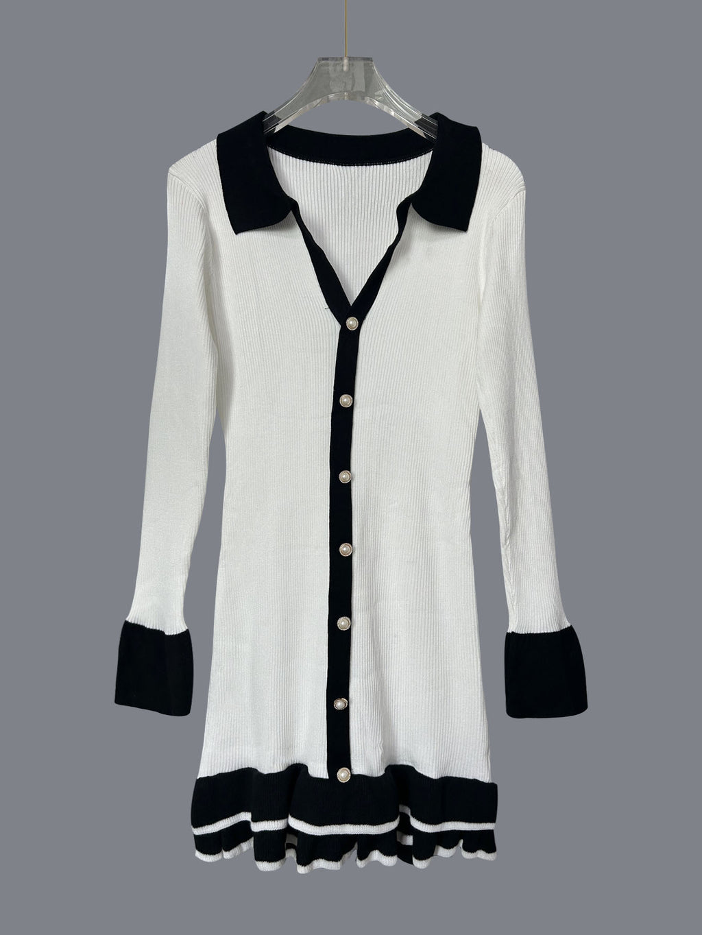 Women's Long-sleeved Ruffled Knitted Dress