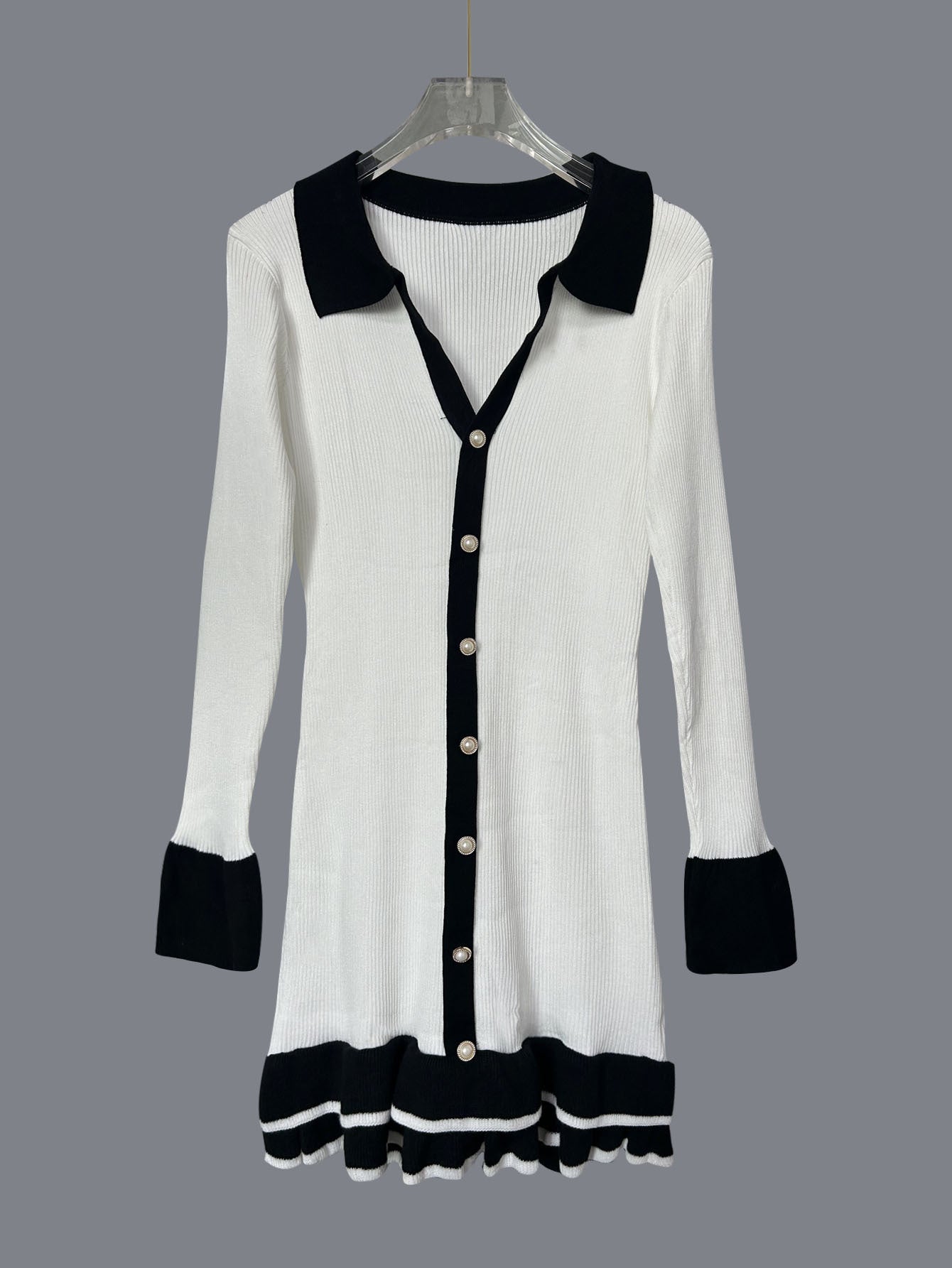 Women's Long-sleeved Ruffled Knitted Dress