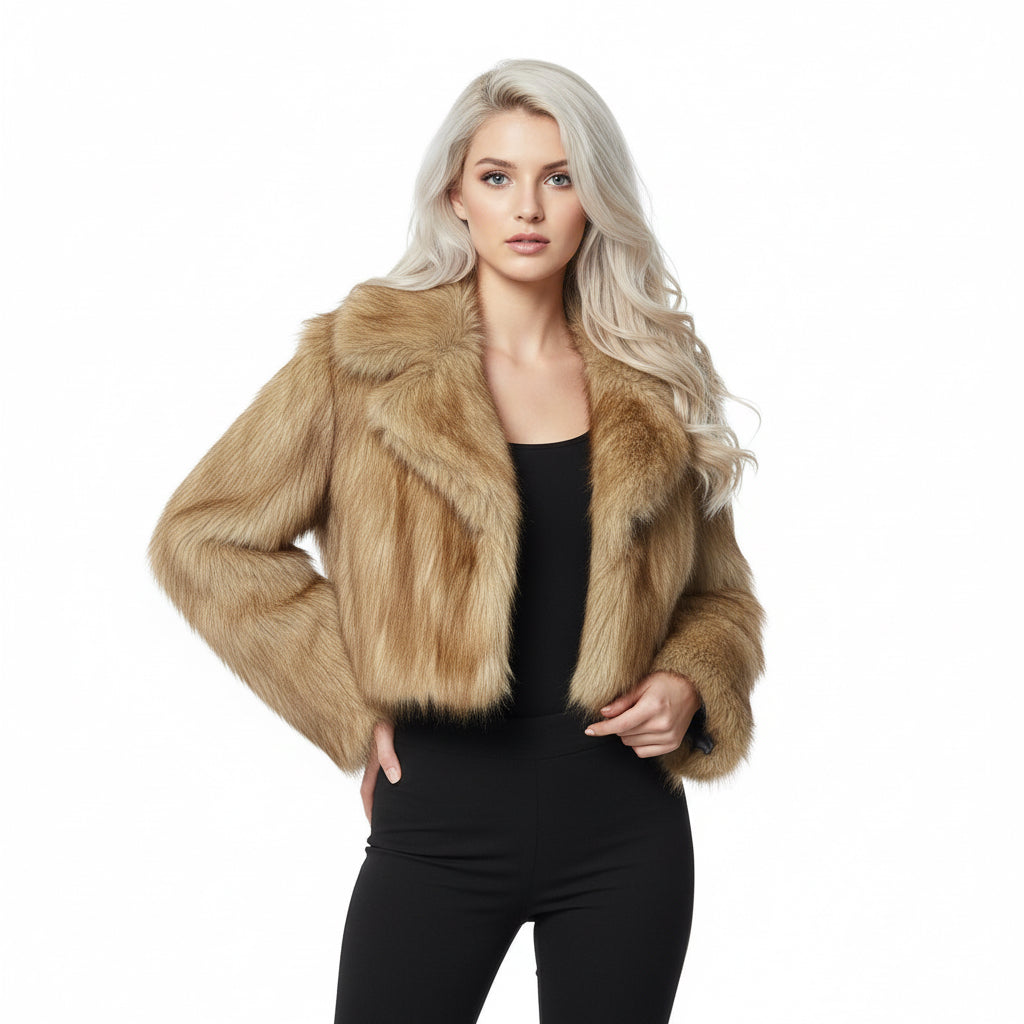 Women's Casual Artificial Fur Effect Short Coat