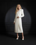 One Button Oblique Cut Extended Solid Color Long Sleeve Jacket Suit