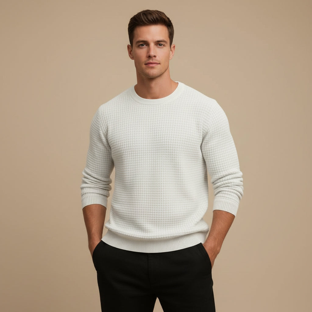 Loose And Simple Sports Jacquard Round Neck Long Sleeve Sweater