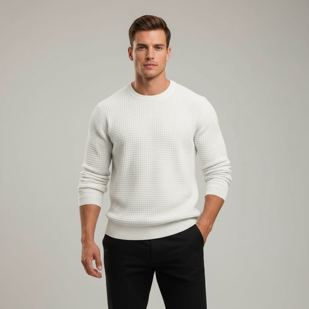Loose And Simple Sports Jacquard Round Neck Long Sleeve Sweater