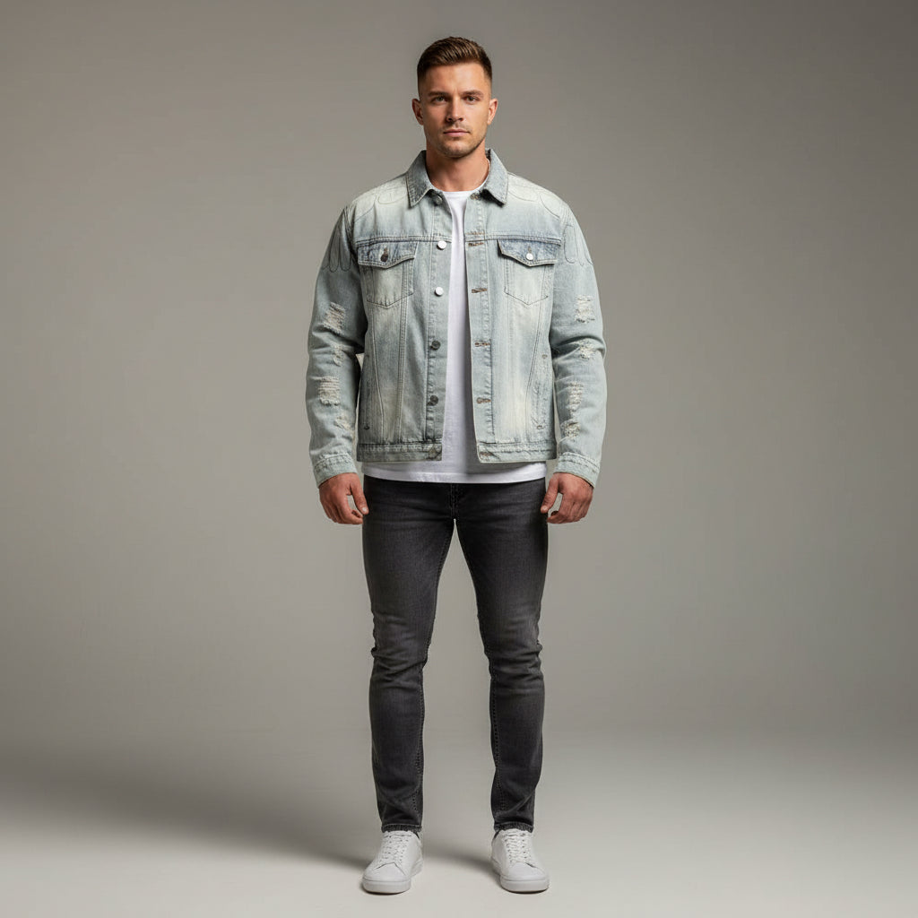 Skull Skeleton Denim Clothes Jacket Men