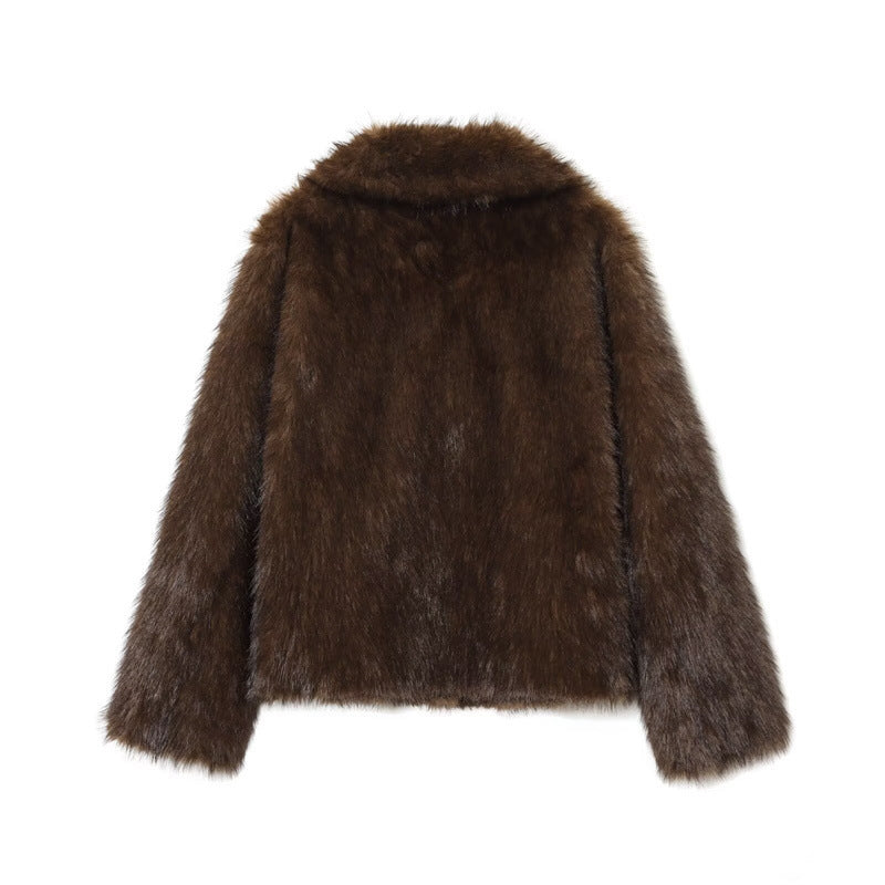 Women's Double-sided Artificial Fur Effect Jacket Coat