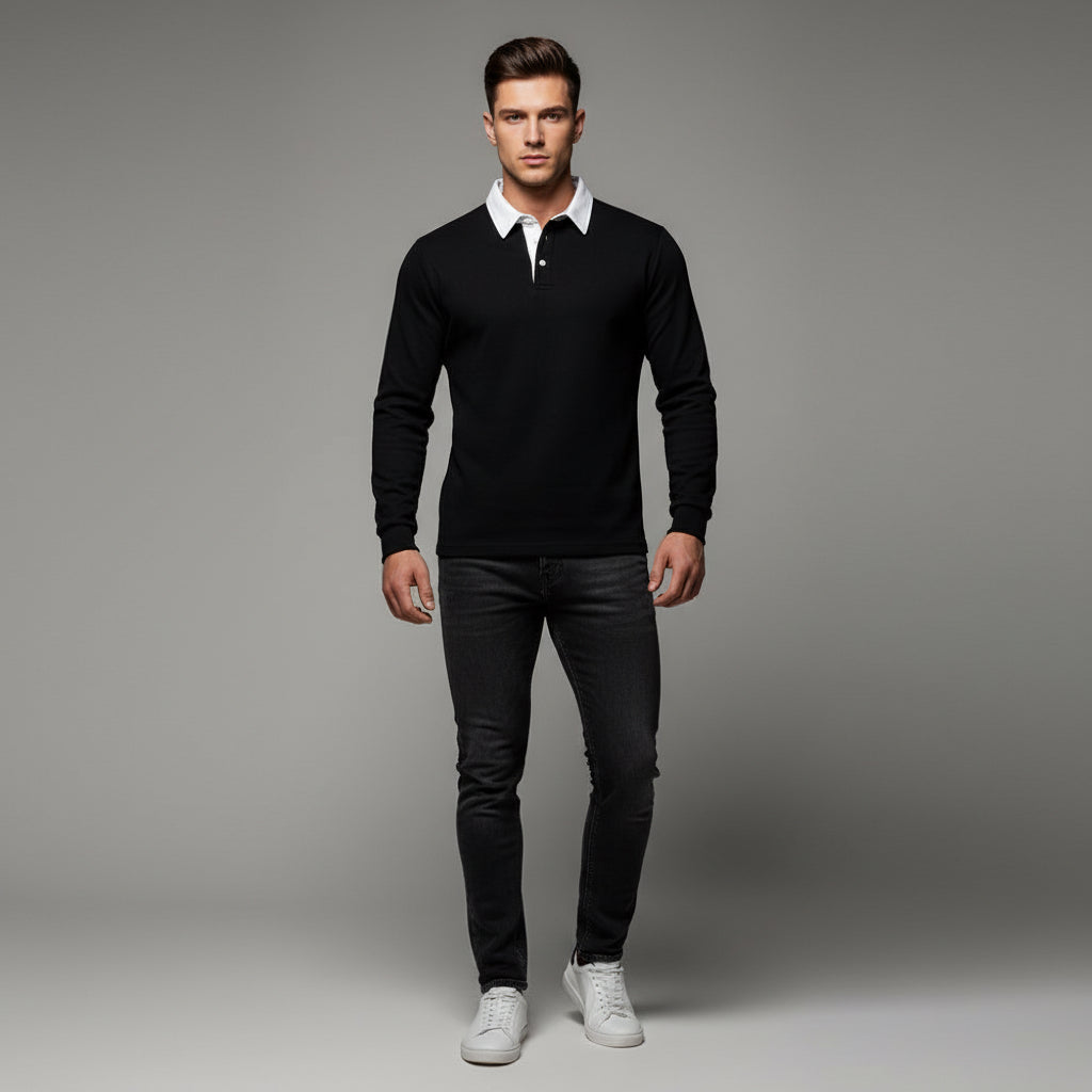 Casual Versatile Long Sleeves Polo Collar Sweater