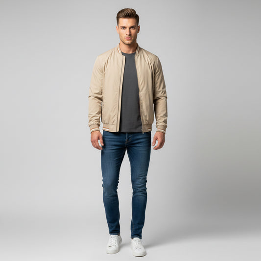 Men's Striped Zip-up Jacket With Pockets Fashion Casual Outerwear Sports Baseball Clothing Spring And Fall