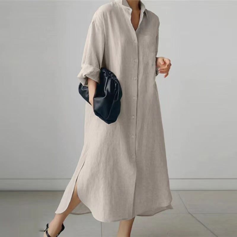 Slit Shirt Long Dress