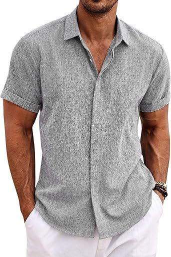 Men's Shirt Short Sleeve Casual Buckle