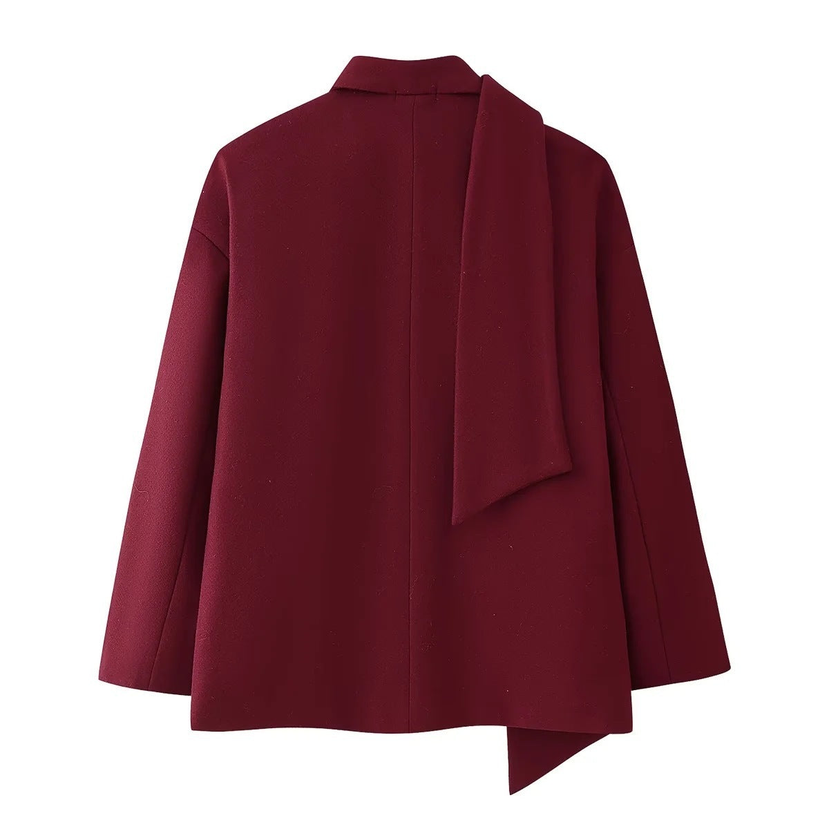 Casual Long Sleeve Scarf Woolen Coat