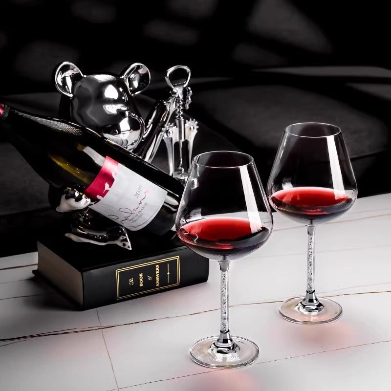 Crystal White Diamond Gold Foil Goblet Wine Glass