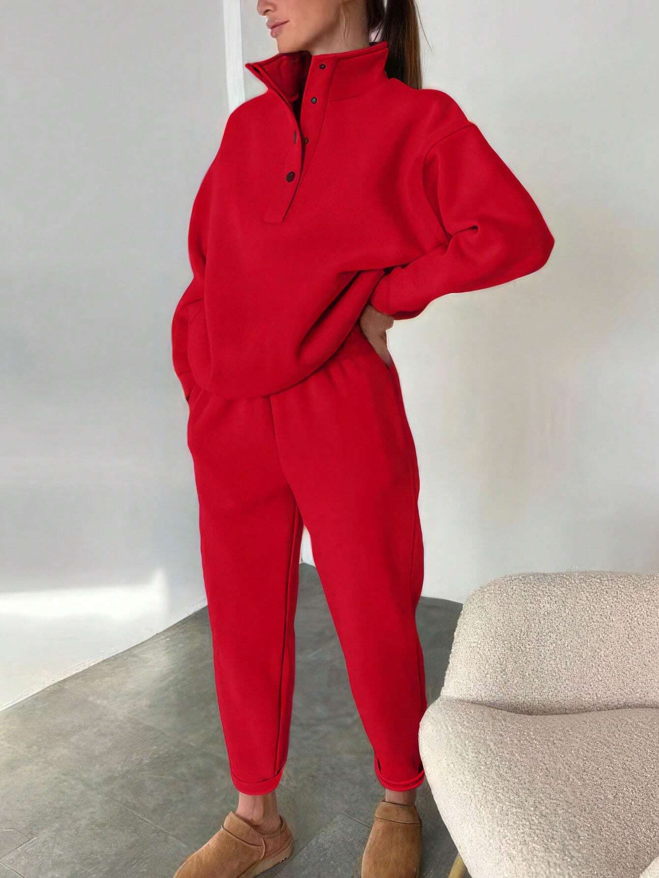 Oversized Solid Casual Pullovers Long Pant Set Warm Hoodie New Tracksuit Suit Fashion Pant Sets Sets For Women 2 Pieces