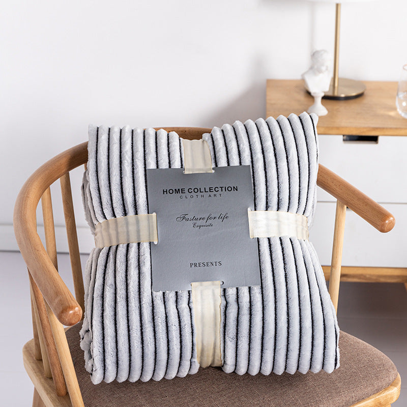 Back Printing Strip Fleece Blanket Nap Blanket