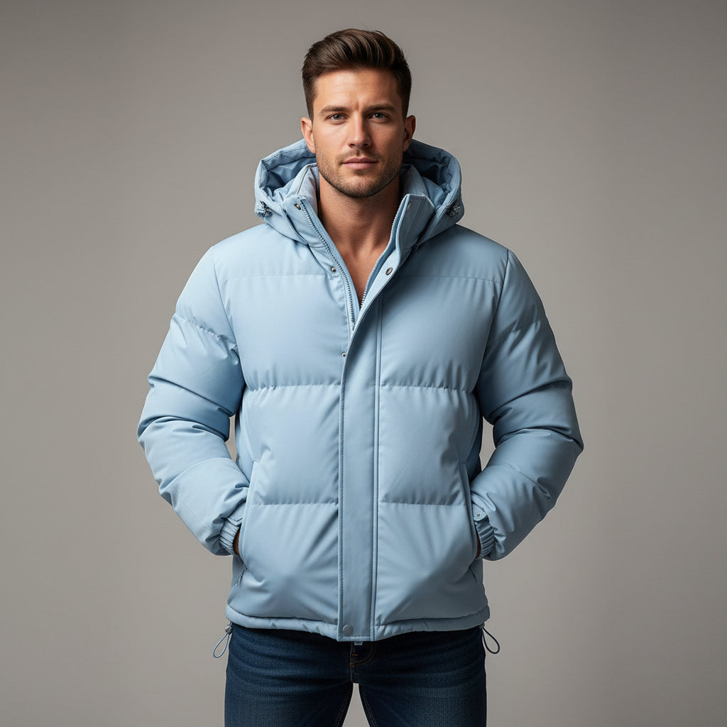 Men's Winter Solid Zip-up Thickened Cotton-padded Jacket Casual Warm Outwear
