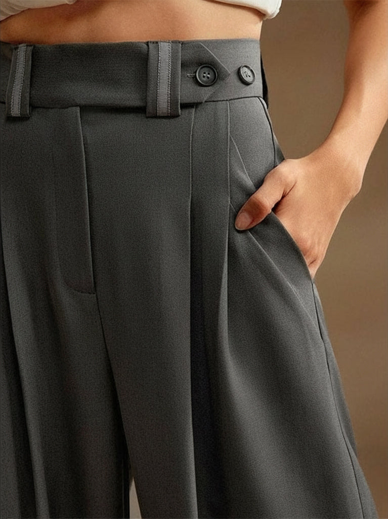 High Waist Temperament Draping Wide-leg Trousers For Women