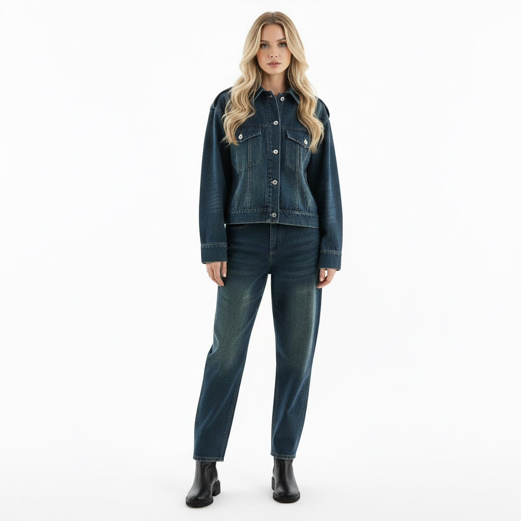 Short Slimming Denim Jacket Casual Jeans