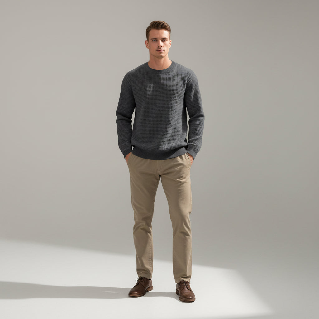 Loose And Simple Sports Jacquard Round Neck Long Sleeve Sweater