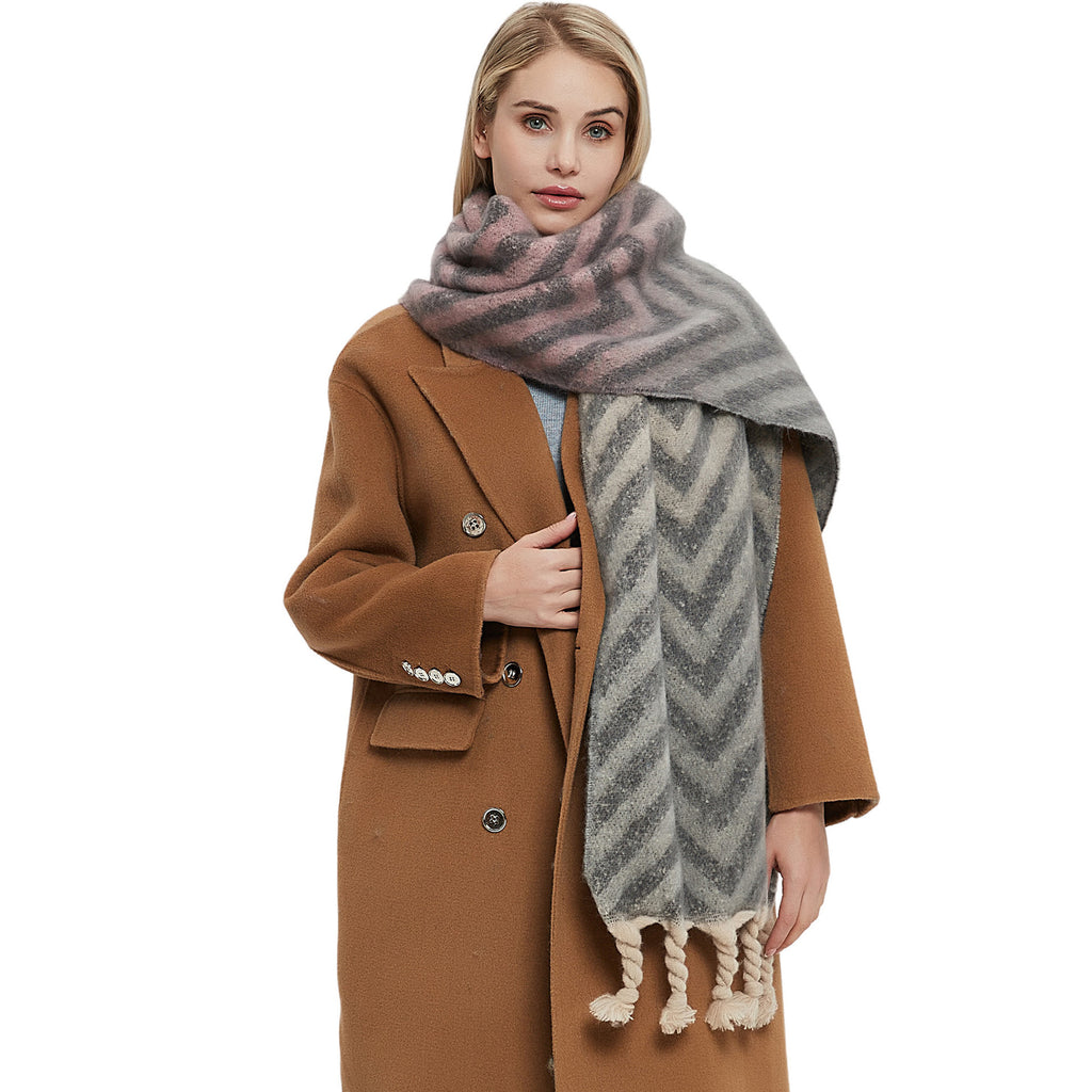 European And American Autumn And Winter Knotted Coarse Braid Imitated Mohair Jacquard