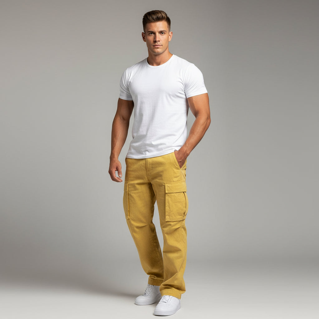 Men's Workwear Drawstring Multi-pocket Casual Pants
