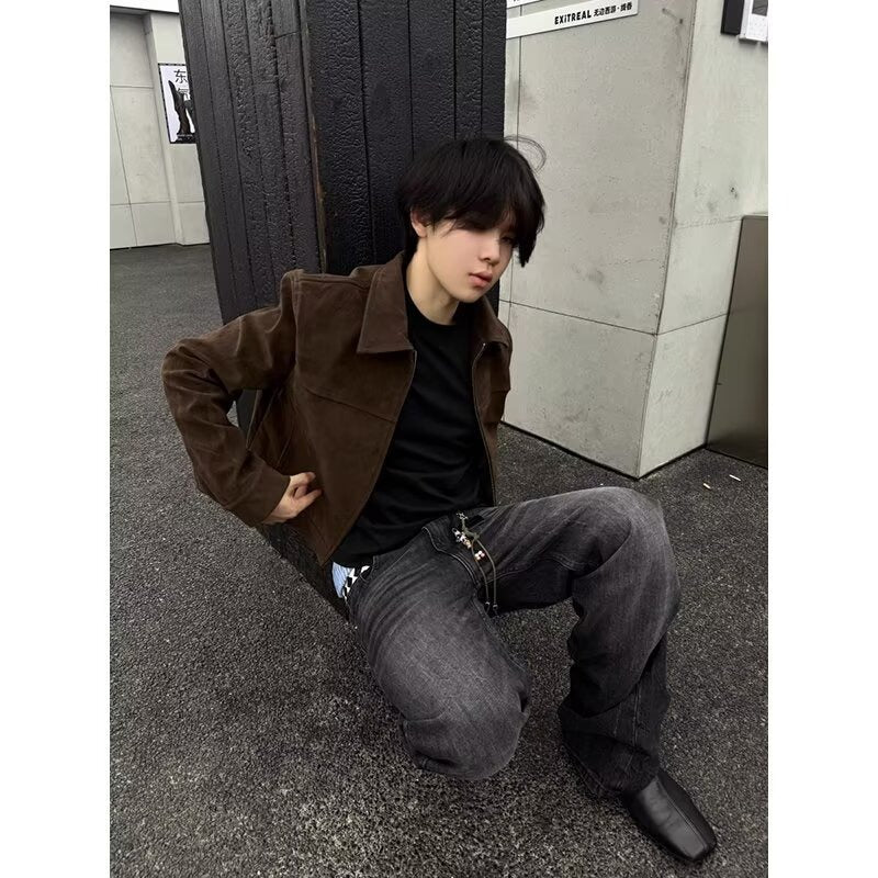 Loose American Retro Lapels Jacket For Men