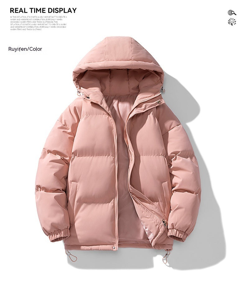 Men's Winter Solid Zip-up Thickened Cotton-padded Jacket Casual Warm Outwear