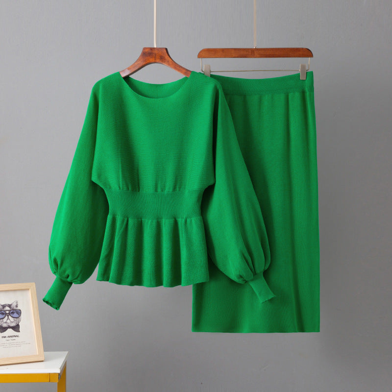 Casual Round Neck Wool Woven Suit Waist Slimming